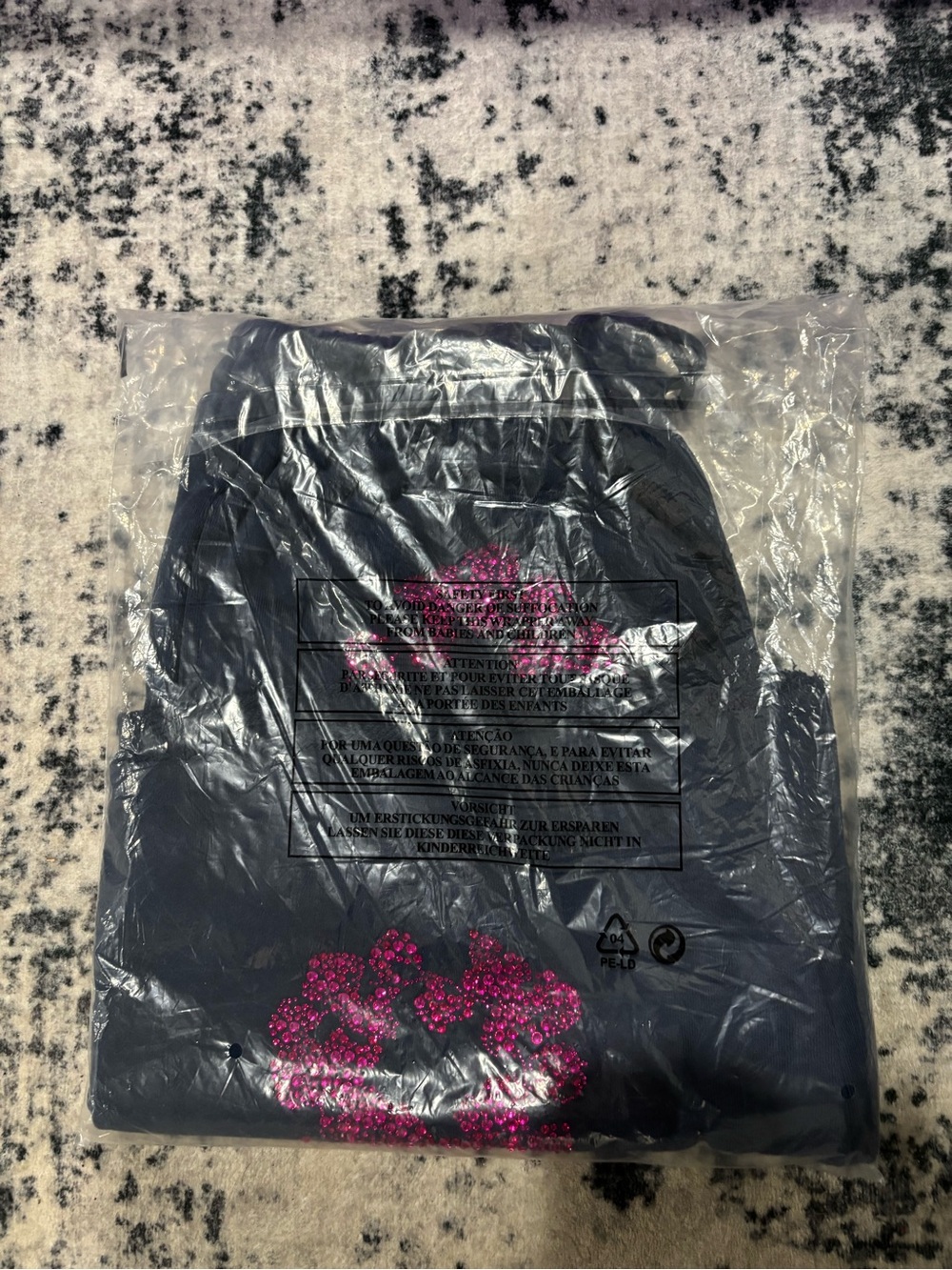 Denim Tears Men’s Black Shorts with Pink Sequin Accent - Picture 2 of 4